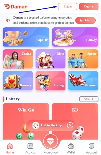 daman game login